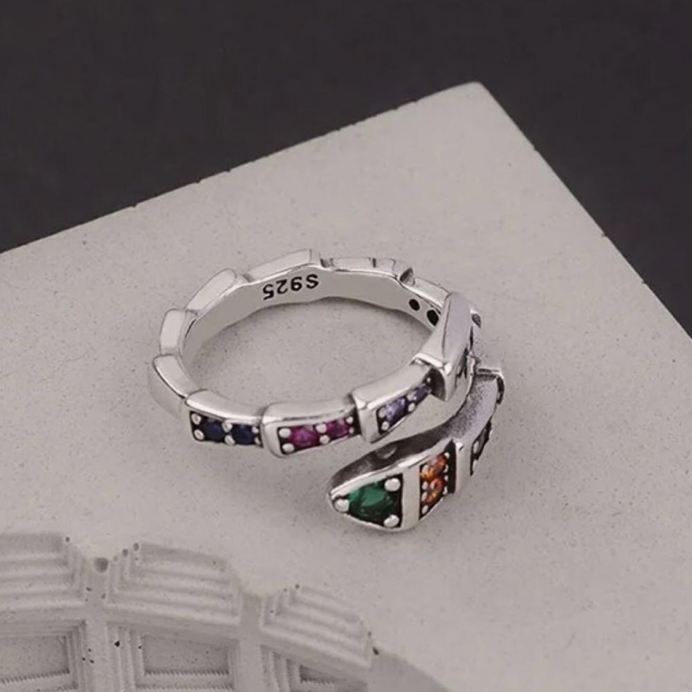 Last one! The Multi-Colored Serpent Ring in 925 silver
